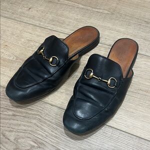 Gucci Black Leather Horsebit Mules
